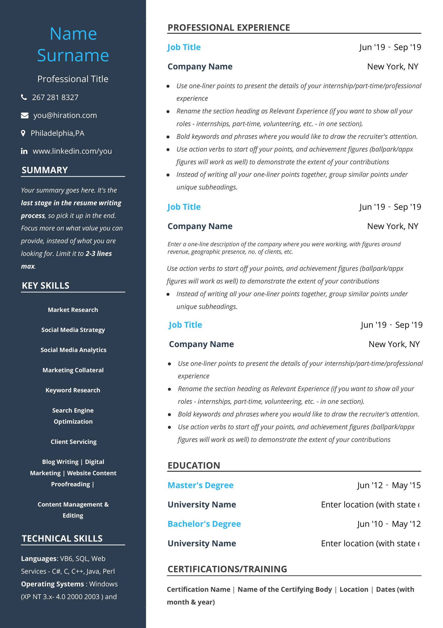 Best Free Resume Templates With Examples 2020